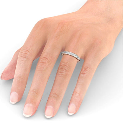 The Aurora Band — Round Lab Diamond Double Row Half Eternity Band